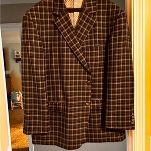 Men's Checkered Blazer - Black and Blue